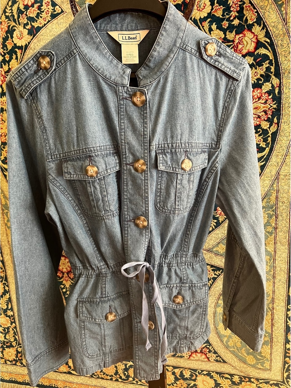 L L Bean Blue Cotton Utility Jacket Size Small Regular